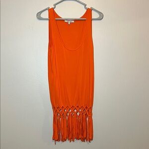 Naked Zebra Orange Tank Fringe Dress